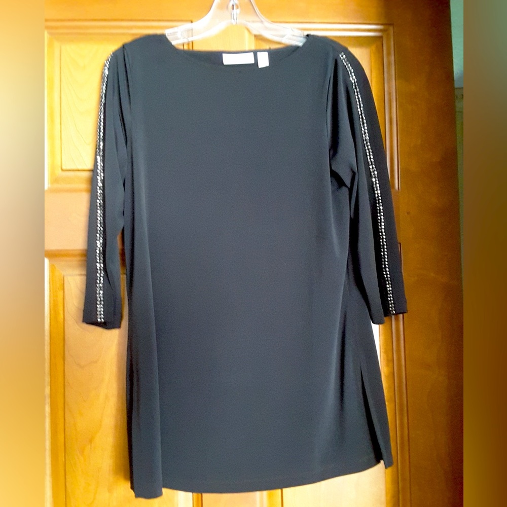 QVC SUSAN GRAVER tunic / dress blouse w/ embellished sleeves